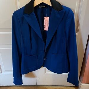 New York & Company Royal Blue Blazer with Black Collar